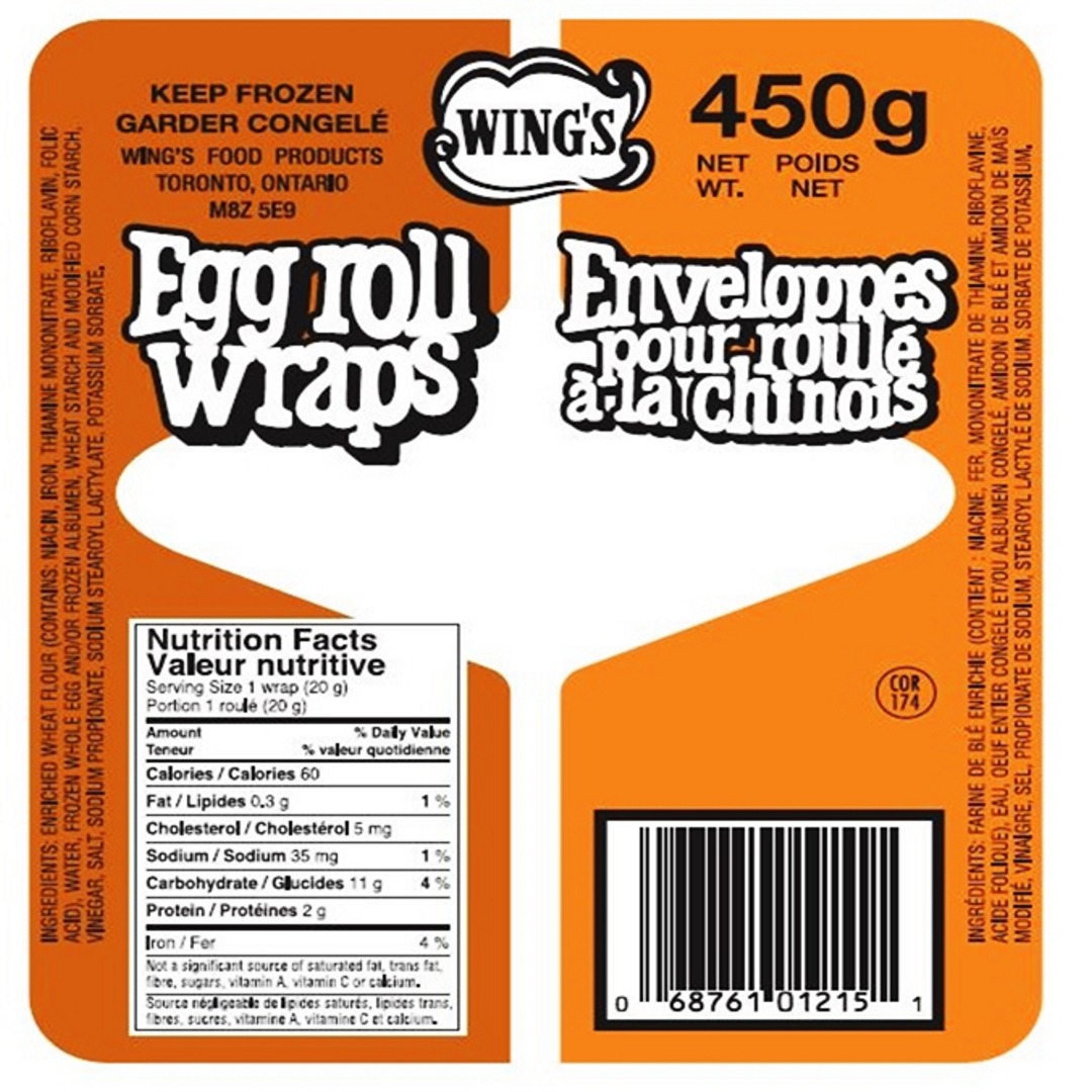 Orange and white pack of eggroll wrappers