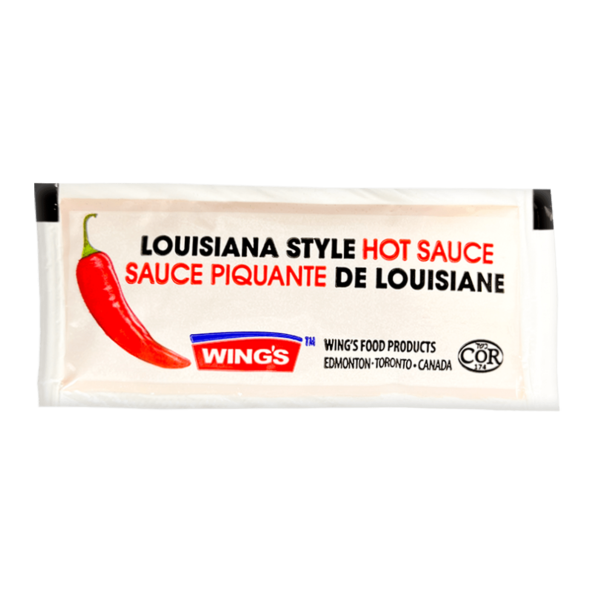 Individually packed portion of Louisiana Style Hot Sauce